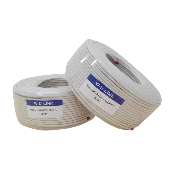 Câble coaxial KX6 avec alimentation et jacket 200m