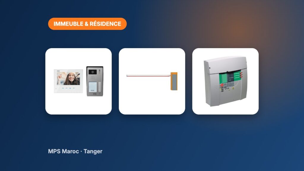 Vidéophone, barrière de parking et centrale incendie pour immeuble