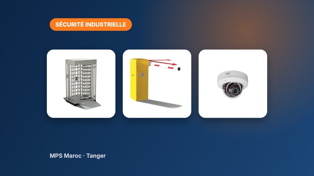 Tourniquet pleine hauteur, barrière rapide et caméra dôme pour site industriel