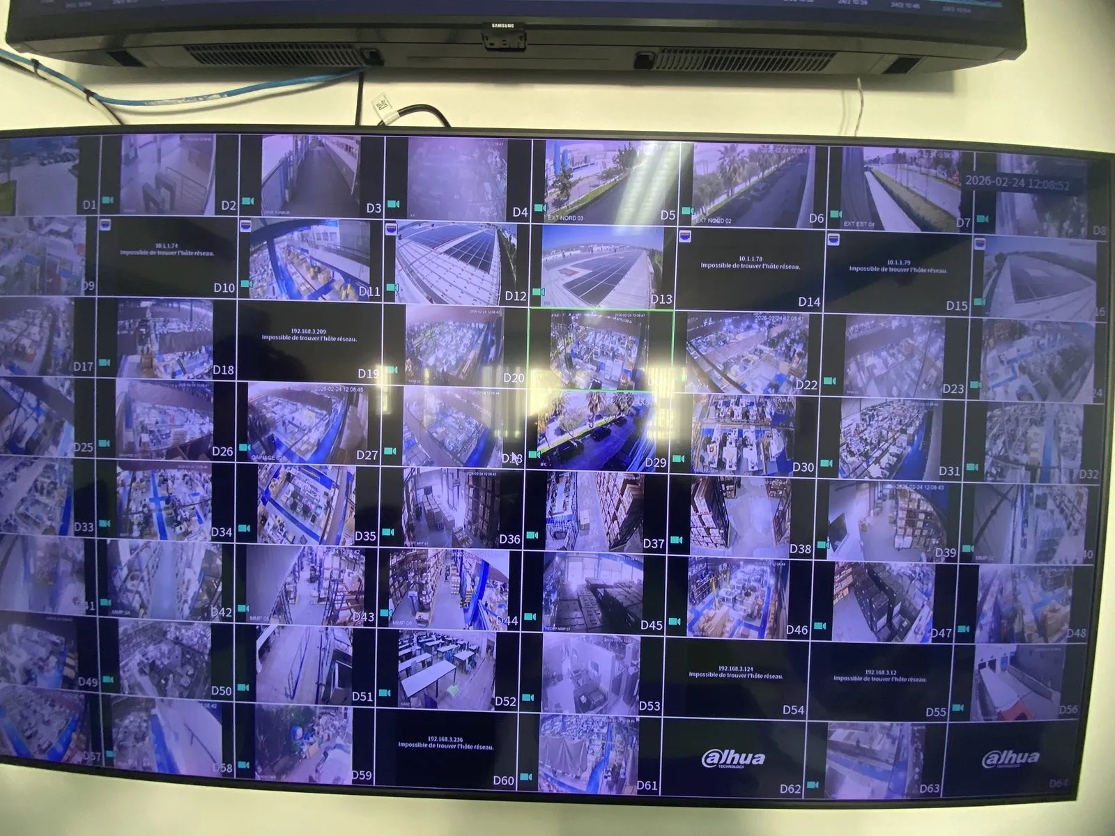 Mur d'écrans de vidéosurveillance Dahua